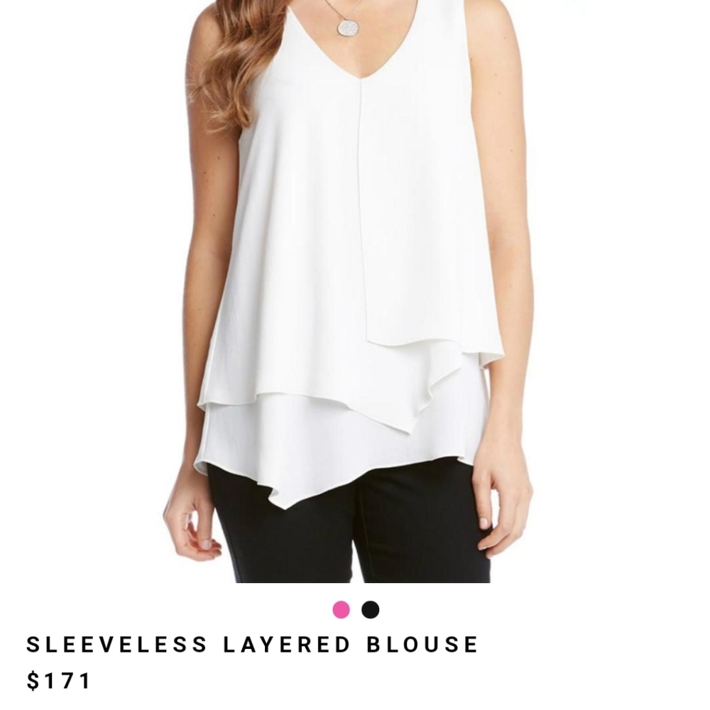 Karen Kane Cream Sleeveless Layered Blouse